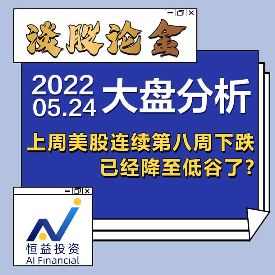 Read more about the article 谈股论金_上周美股连续第八周下跌，已经降至低谷了？| 20220524