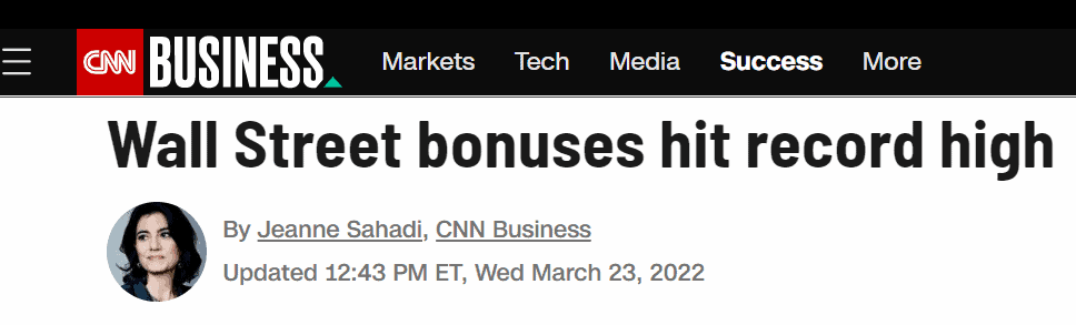 Wall Street bonuses hit record high